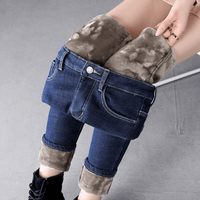 Leonie | Warme Damen Jeans gefüttert klassisch modern – Blau