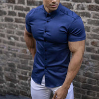 Maksim | Herren Slim Fit Kurzarmhemd – Dunkelblau