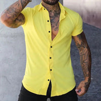 Maksim | Herren Slim Fit Kurzarmhemd – Gelb