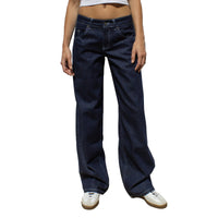 Malin | Weite Schlagjeans – Blau-Schwarz