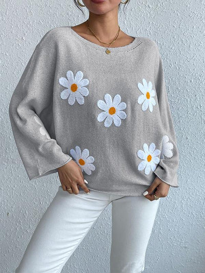Kriselda | Bequemer und Modischer Pullover mit Eleganten Blumenstickereien – Perfekt für jedes Outfit