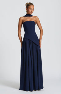 Rynellea - Elegantes trägerloses Abendkleid – Marine