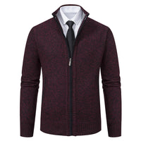 Malte | Herren Thermo Strickjacke mit Stehkragen – 6601 Bordeauxrot