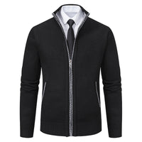 Malte | Herren Thermo Strickjacke mit Stehkragen – 6601 Schwarz