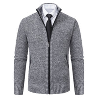 Malte | Herren Thermo Strickjacke mit Stehkragen – 6601 Hellgrau