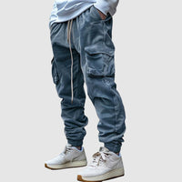SERGEJ - CORDJOGGER IM CARGO-STIL – Blau