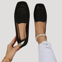 Marlene | Damen Slip-On Gestrickte Sneaker – Schwarz