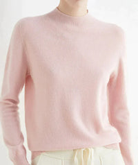 Marlene | Damen Weicher Stehkragen Kashmirpullover – Rosa