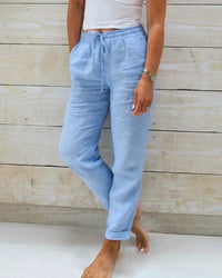 Marlene | Lässige Leinenhose – Blau