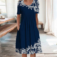 Liridona | Elegantes Blumenkleid für Frauen | 50% RABATT! – Marine