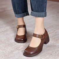 Mila® | Agnes Leder Mary Janes – Braun