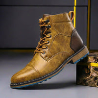 Mateo | Herren Zweifarbige Leder Stiefel – Khakibraun