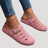 Matilda | Damen Schnallen Clogs mit Cut-Out Details – Rosa