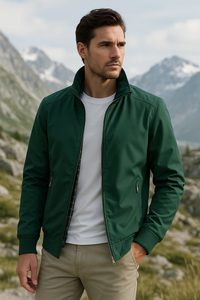 Mats | Herren leichte Reißverschlussjacke Stehkragen – Grün
