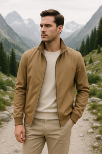 Mats | Herren leichte Reißverschlussjacke Stehkragen – Khaki