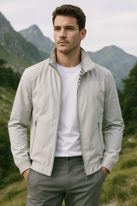 Mats | Herren leichte Reißverschlussjacke Stehkragen – Grau