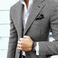 Matteo | Herren Hahnentritt Muster Blazer Sakko – Schwarz