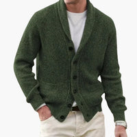 Matteo | Herren Schalkragen Strickjacke mit Knöpfen – Olivgrün