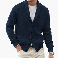 Matteo | Herren Schalkragen Strickjacke mit Knöpfen – Marine Blau