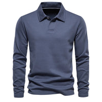 Matthias | Herren Langarm Poloshirt mit Polokragen – Blau