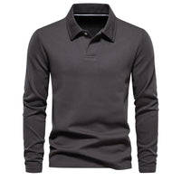 Matthias | Herren Langarm Poloshirt mit Polokragen – Dunkelgrau