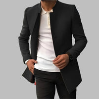 Matthias | Herren Slim-Fit Wollmantel mit Stehkragen – Schwarz
