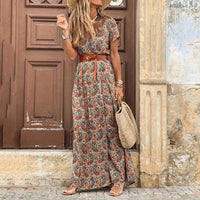 Liora | Maxi Ibiza Kleid im Hippie-Stil + GRATIS Gürtel – Braun
