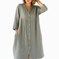 Sommerkleid für Damen – Luftiges langes Hemdblusenkleid – Grau