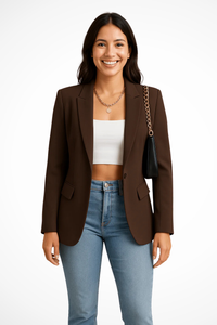 Maximiliane | Damen Business Blazer Tailliert Einknopf – Braun