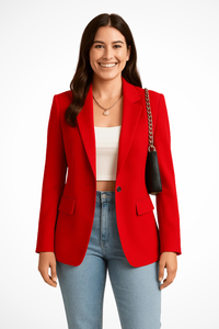 Maximiliane | Damen Business Blazer Tailliert Einknopf – Rot