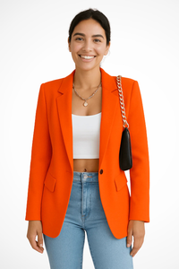 Maximiliane | Damen Business Blazer Tailliert Einknopf – Orange