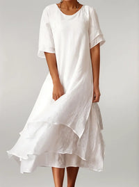Abigail™ - Kleid mit unregelmäßigem V-Ausschnitt – Weiß