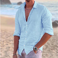 Zander | Herren Leinenhemd Hemd – Blau