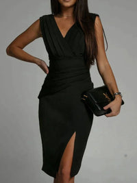 Victoria | V-Ausschnitt-Kleid – Schwarz