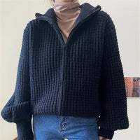 Vynliss | Strickjacke mit Reißverschluss – Schwarz