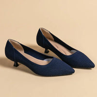 Solvei | Damen Kitten Heel Pumps Spitze Zehenpartie – Blau