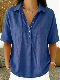 Merle | Klassische Hemdkragen Bluse – Blau