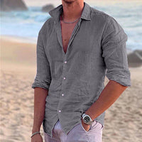 Zander | Herren Leinenhemd Hemd – Grau