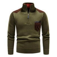 Pullover Herren Mit Reißverschluss | Zipper Design Mit Brusttasche – Grün