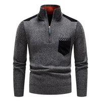 Pullover Herren Mit Reißverschluss | Zipper Design Mit Brusttasche – Grau