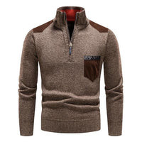 Pullover Herren Mit Reißverschluss | Zipper Design Mit Brusttasche – Braun