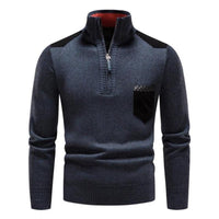 Pullover Herren Mit Reißverschluss | Zipper Design Mit Brusttasche – Blau