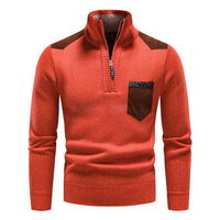 Pullover Herren Mit Reißverschluss | Zipper Design Mit Brusttasche – Orange