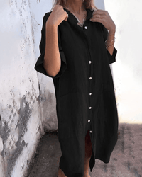 Kira | leichtes hemdkleid damen look – Schwarz
