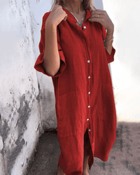 Kira | leichtes hemdkleid damen look – Rot