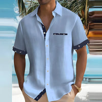 Milan | Herren Kurzarmhemd mit Kontrastdetails – Blau