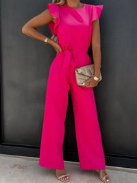 Milena | Damen Overall mit Gürtel und Flügelärmel – Rosa