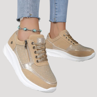 Mirabel | Damen Sneaker mit Seitlichem Reißverschluss – Aprikose