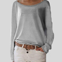 Mirka | Damen Langarmshirt Rundhals Legerer Schnitt – Grau