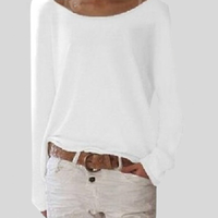 Mirka | Damen Langarmshirt Rundhals Legerer Schnitt – Weiß